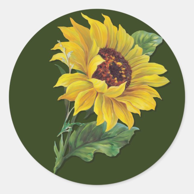 Goldene Sonnenblume Runder Aufkleber (Vorderseite)