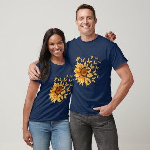 Goldene Sonnenblume und Gelbe Schmetterlingsmontag T-Shirt