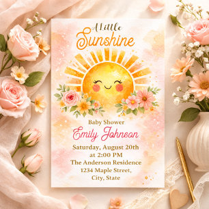 Goldene Sonnenblumen-Blumenmädchen-Design Einladung