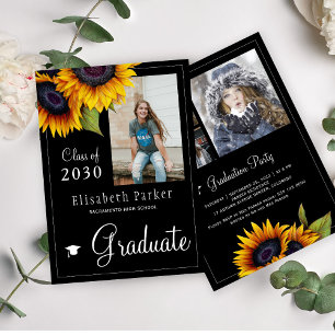 Goldene Sonnenblumen FOTO Collage Graduation Party Einladung