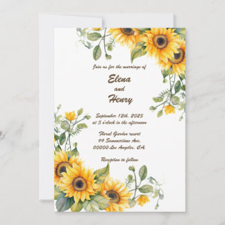 Goldene Sonnenblumen: Personalisierte Einladung zu
