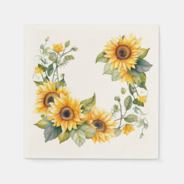 Goldene Sonnenblumen: Personalisierte HochzeitsNap Serviette