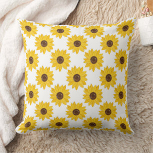 Goldene Sonnenblumen-Rastermuster Kissen