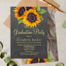 Goldene Sonnenblumen rustikale FOTO Graduierungspa Einladung
