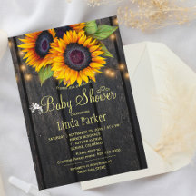 Goldene Sonnenblumen rustikale Scheunenholz-Baby-P