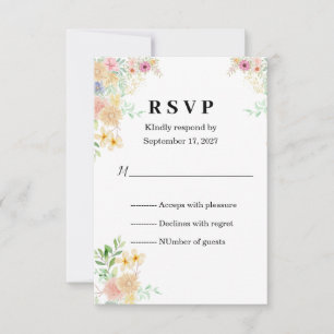 Goldene Sonnenblumen-Schmetterling-Wiese Hochzeit RSVP Karte