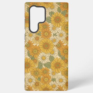 Goldene Sonnenblumenwiese   Warme Vintage-Blumen Samsung Galaxy Hülle