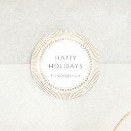 Goldene Sonnenbrille Kunst Deko Happy Holidays Runder Aufkleber