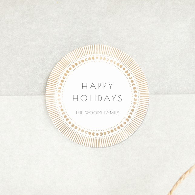 Goldene Sonnenbrille Kunst Deko Happy Holidays Runder Aufkleber (Von Creator hochgeladen)