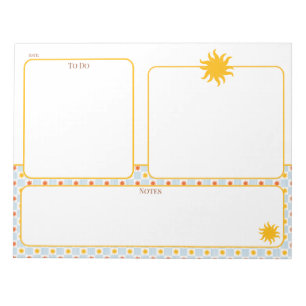 Goldene Sonnenstrahl-To-Do-Notiz-Planer-Block Notizblock