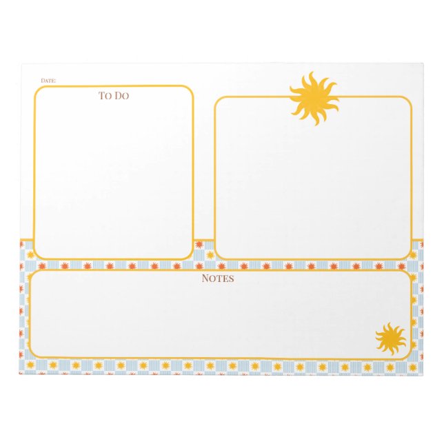 Goldene Sonnenstrahl-To-Do-Notiz-Planer-Block Notizblock (Vorderseite)