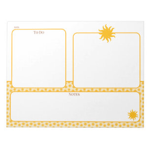 Goldene Sonnenstrahlen To-Do-Notizblock Notizblock