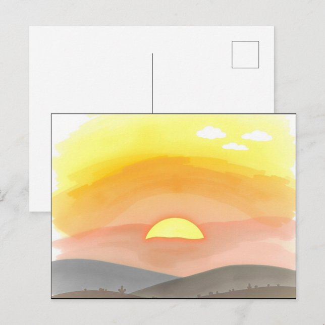 Goldene Sonnenuntergangs-Horizont-Ansichtskarte Postkarte (Vorne/Hinten)