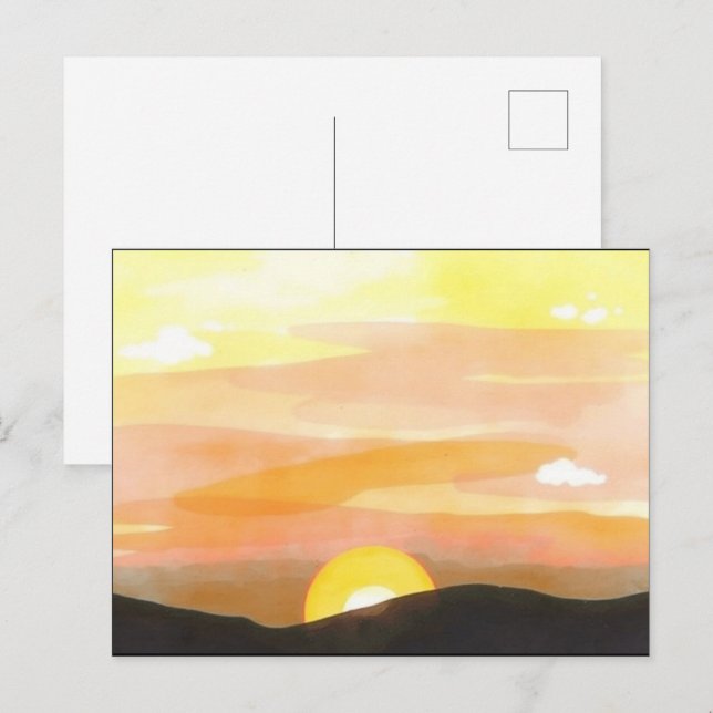 Goldene Sonnenuntergangs-Horizont-Ansichtskarte Postkarte (Vorne/Hinten)
