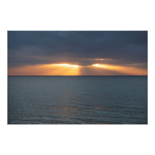 Goldene Sonnenuntergangsstrahlen Reflexionen über Fotodruck