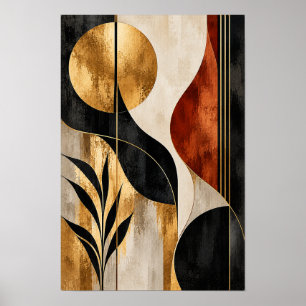 Goldene Sonnenwende Botanische Geometrische Wandku Poster