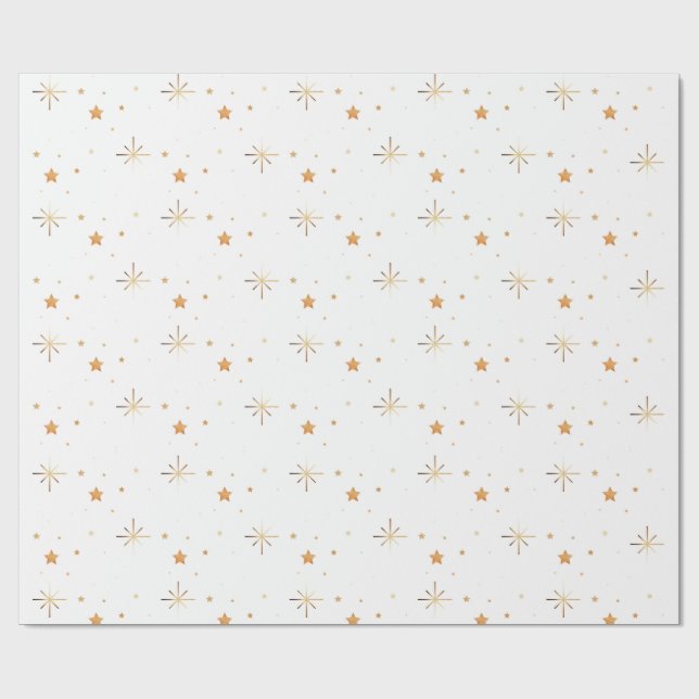 Goldene Sparten und Sterne Geschenkpapier (Flach)