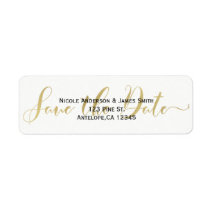 Goldene Speichern Sie das Datum Schrift Hochzeitse