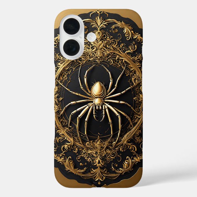 Goldene Spiderstatue über Verziertes Bauwerk Case-Mate iPhone Hülle (Rückseite)