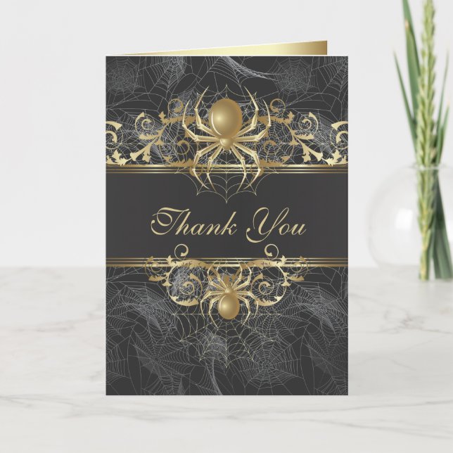 Goldene Spinne Danke Hochzeitskarte (Vorderseite)