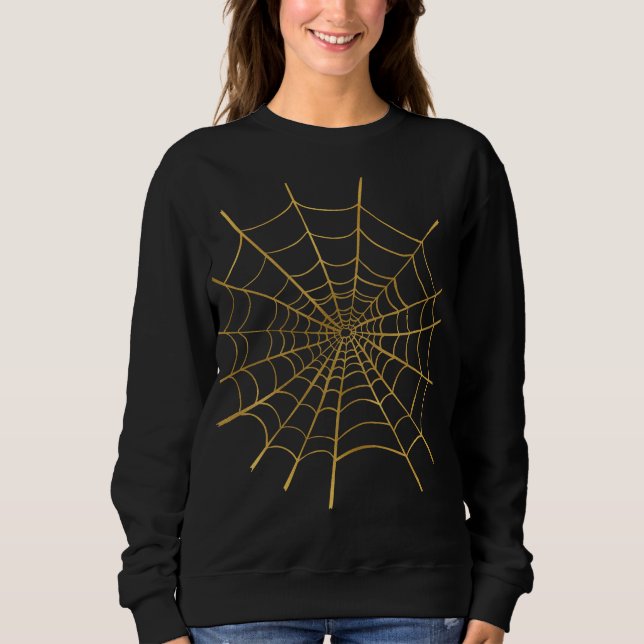 Goldene Spinnennetz Halloween Sweatshirt (Vorderseite)