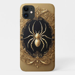 Goldene Spinnenstatue über ornamentaler Filigranar Case-Mate iPhone Hülle
