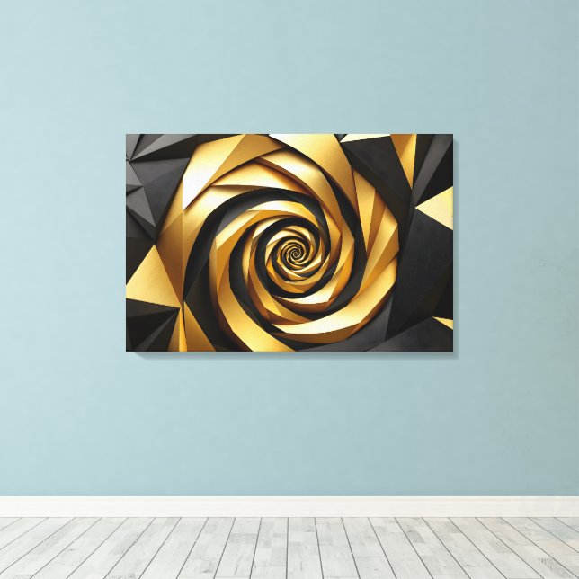 Goldene Spiralgeometrie Leinwanddruck (Insitu (Holzboden))