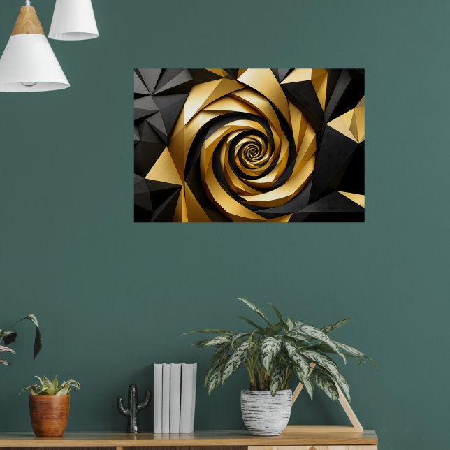 Goldene Spiralgeometrie Poster (Wohnzimmer 1)