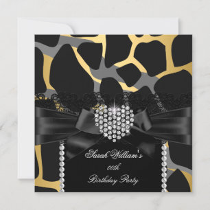 Goldene Spitze Diamant Herz Wilde Geburtstagsparty Einladung
