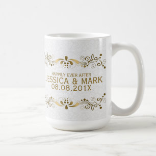 Goldene Spitze mit weißen Damastmustern Tasse