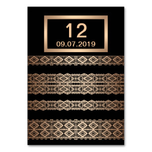 Goldene Spitze romantische Dekoration personalisie Tischnummer