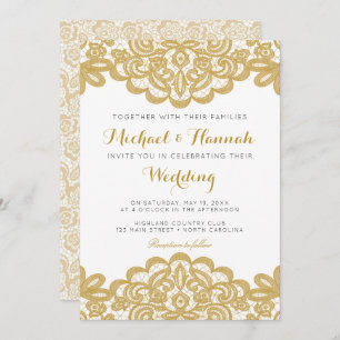 Goldene Spitzen Einladung zur Hochzeit