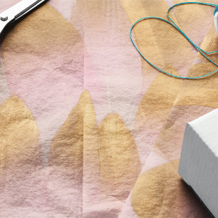 Goldene Spitzen mit rosa Federn Seidenpapier