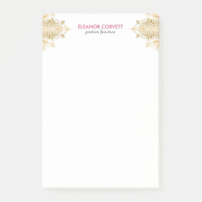 Goldene Spitzenverzierung Post-it Klebezettel (Vorderseite)