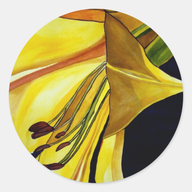 Goldene Splendor-Lilie Originelle Kunst Runder Aufkleber (Vorderseite)