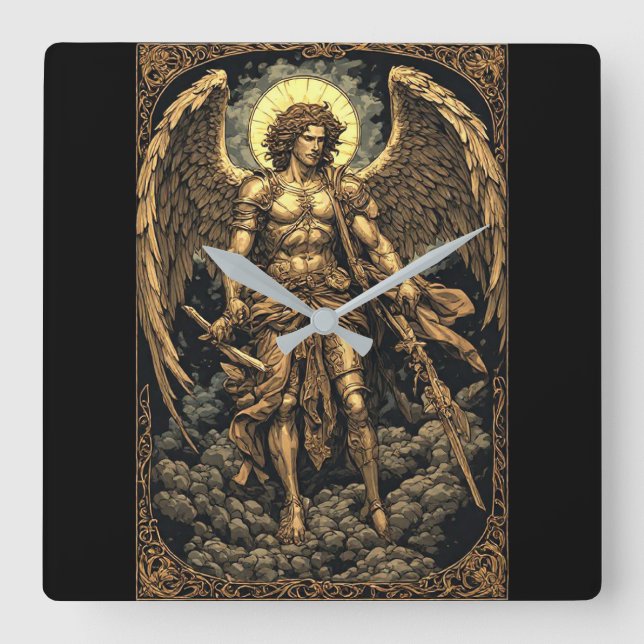 Goldene St. Michael Wanduhr (Vorderseite)
