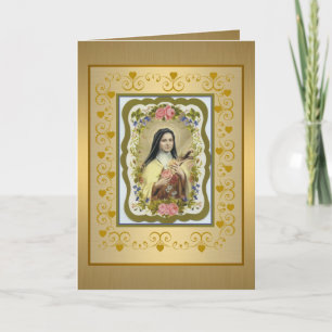 Goldene St. Therese die Kleine Blume Grußkarte Karte