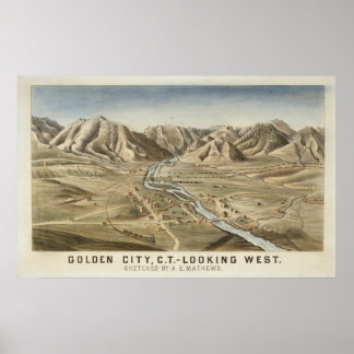 Goldene Stadt, Colorado Birds Augen Panoramablick  Poster