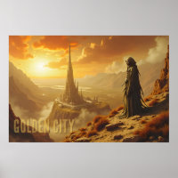 Goldene Stadt Futuristische Sci-Fi-Fantasy-Kunst