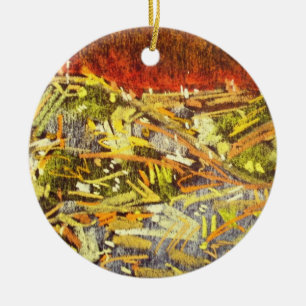Goldene Stadt Keramik Ornament