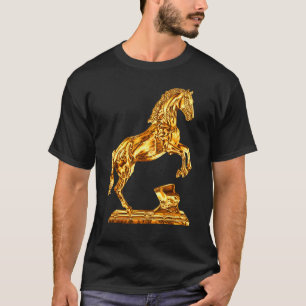 Goldene Statue der Pferdeskulptur T-Shirt