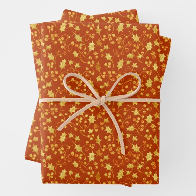 Goldene Stechpalme Geschenkpapier Set (Beispiel)