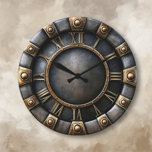Goldene Steinuhr rund Große Wanduhr