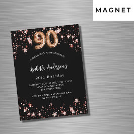 Goldene Stern der Schwarzen Rose Luxus 90. Geburts Magneteinladung