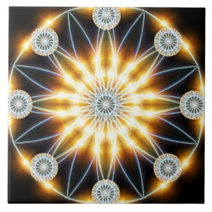 Goldene Stern-Mandala Fliese