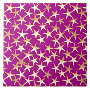 Goldene Sterne auf Amethyst lila Fliese