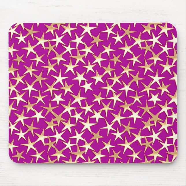 Goldene Sterne auf Amethyst lila Mousepad (Vorne)