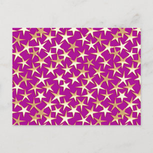 Goldene Sterne auf Amethyst lila Postkarte