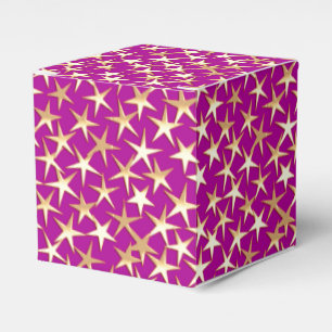Goldene Sterne auf Amethystpurpur Geschenkschachtel