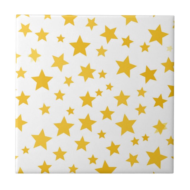 goldene Sterne auf weißem Hintergrund Fliese (Vorderseite)